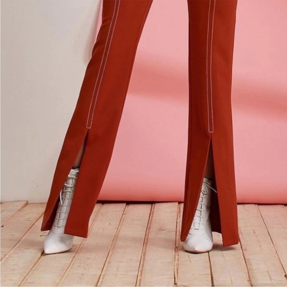 NWT Foxiedox Clay Split Pants Orange Size XS Extra Small Flare Bootcut Split Hem - Picture 4 of 9